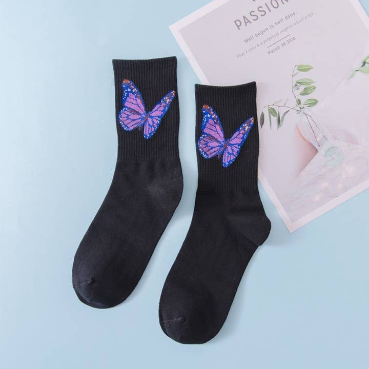 Funkyrel® Atzbranding Limited - Wholesale Socks - Women's - Rufia - Butterfly Print Colorful Socks