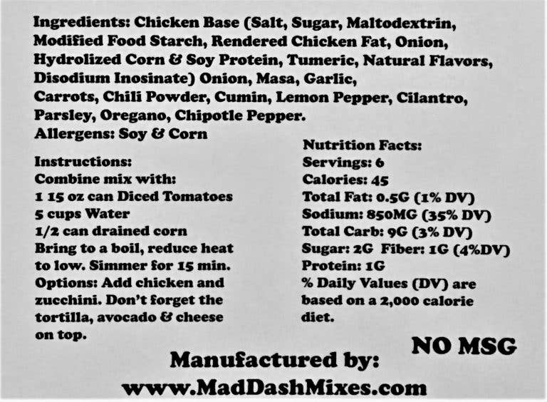 Mad Dash Mixes - Wholesale Soup - Tortilla Soup1