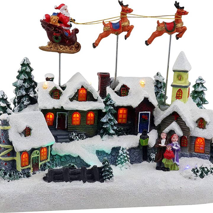 Strenó Santa & Rena Animação Aldeia de Natal por atacado de Top Treasures