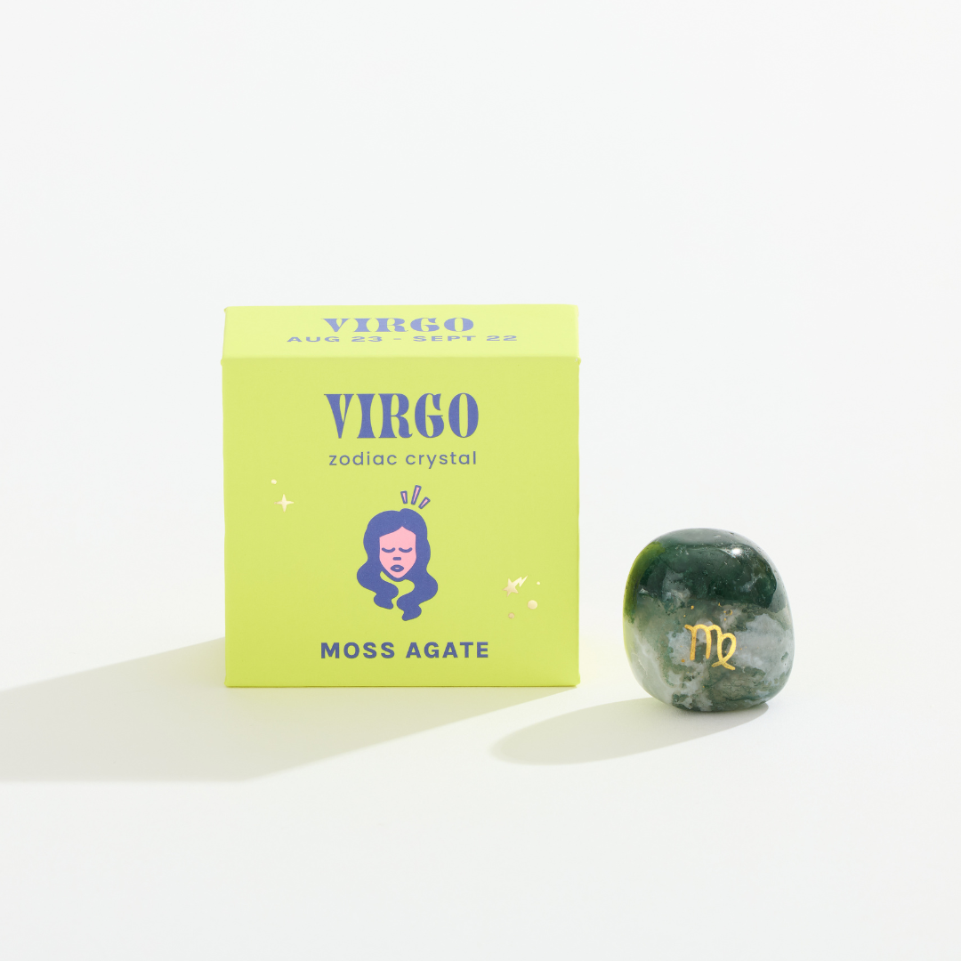 GeoCentral – wholesale Spiritual stone/crystal – Virgo Boxed Zodiac Crystal – Moss Agate1