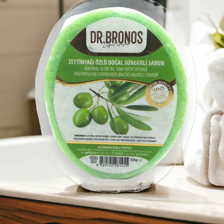 Aladdin - Wholesale Bar Soap - Dr. Bronos | Natural Olive Oil Soap with Sponge1