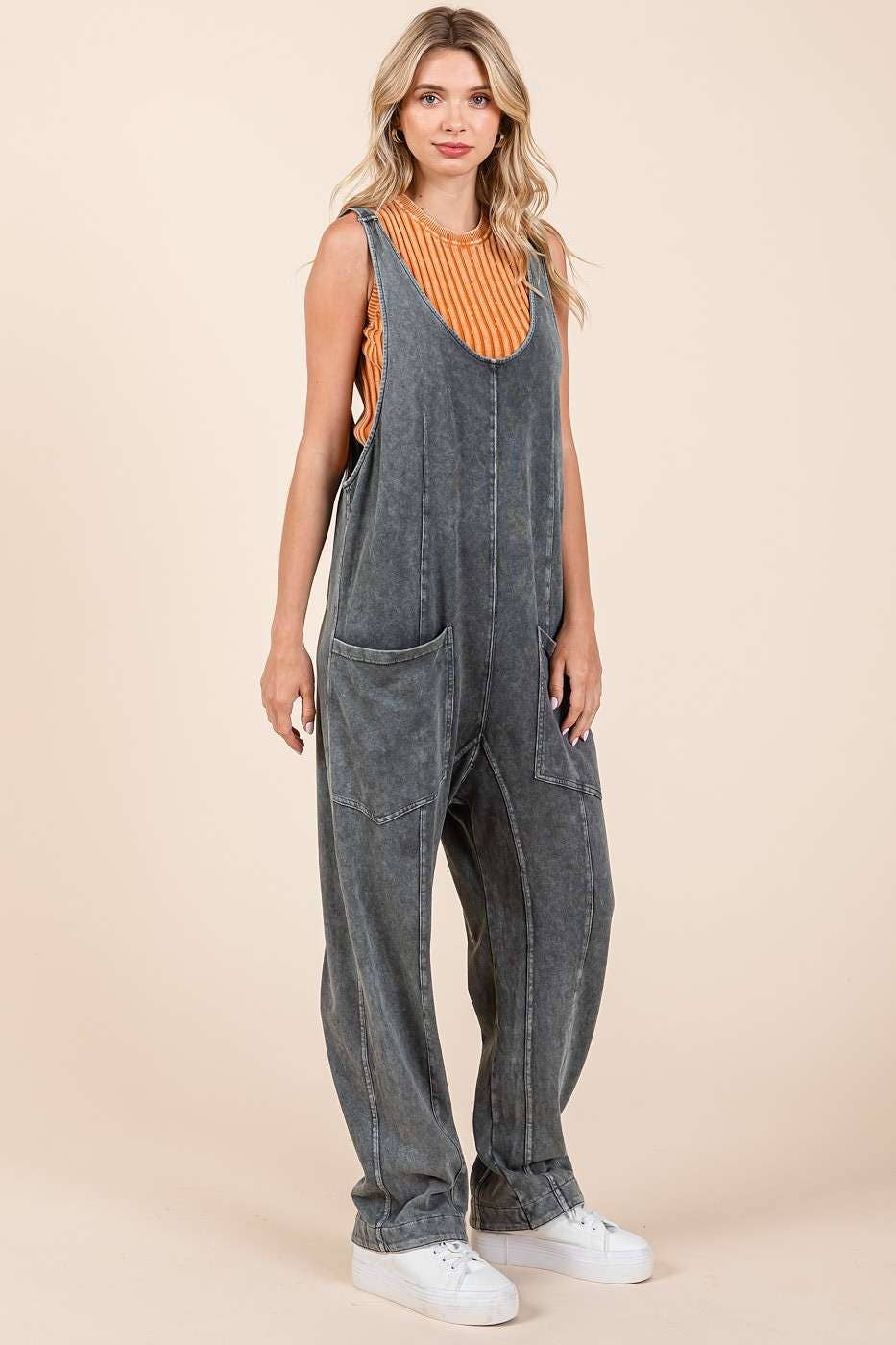 mittoshop - Wholesale Jumpsuit - Women's - MINERAL WASH RELAXED FIT SLEEVELESS HAREM JUMPSUIT3