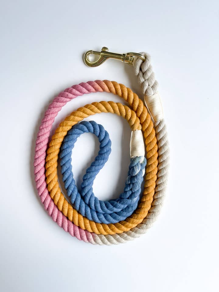 Guinzaglio per cani in corda (giallo, viola, rosa) per la vendita all'ingrosso da parte di Fresh Thinking Co