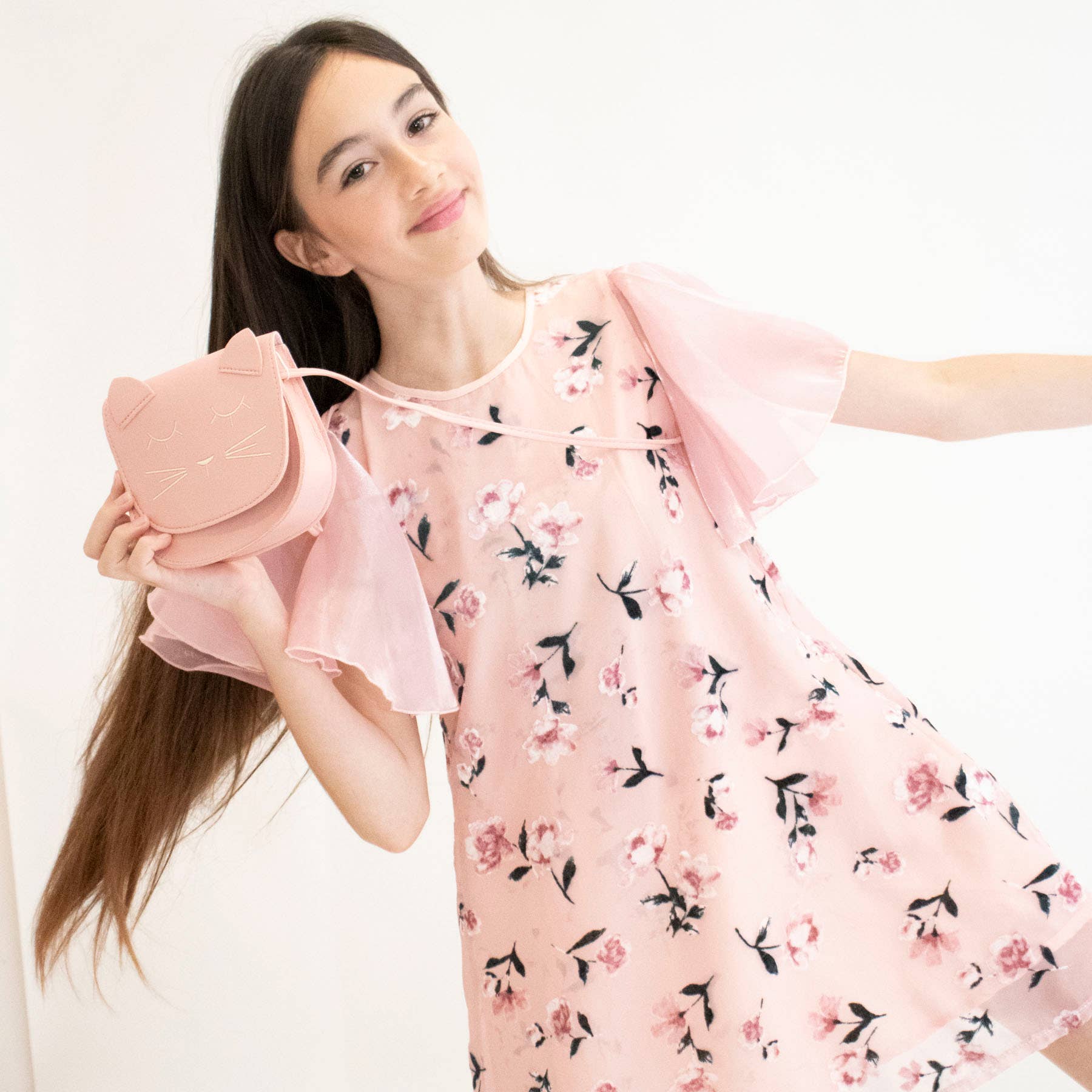 Yuko B – Engroshandel Crossbodytaske – til børn – Børne skuldertaske med dyremotiv - Mina kat i pink7