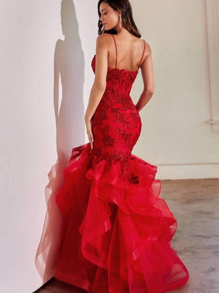 LA Merchandise - Wholesale Gown - Women's - LA Merchandise LAR8915 Beaded Rose Lace Sleeveless Prom Gown2