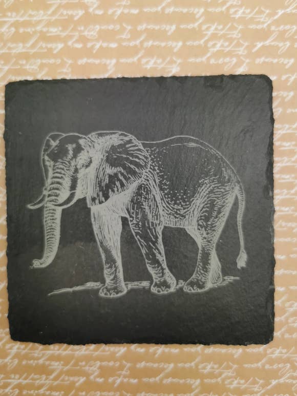 Elephant Laser Engraved Slate Coaster for wholesale by McHenrysPlace
