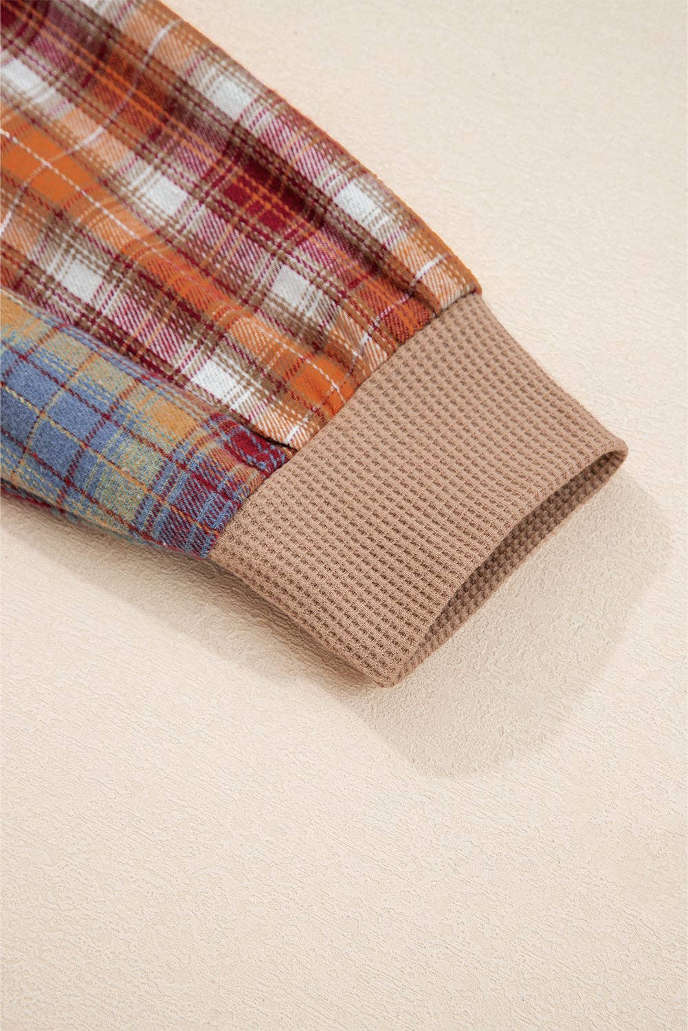 PRETTY BASH - Wholesale Knit Top - Women's - Stripe Plaid Patchwork Waffle Knit Henley Top10