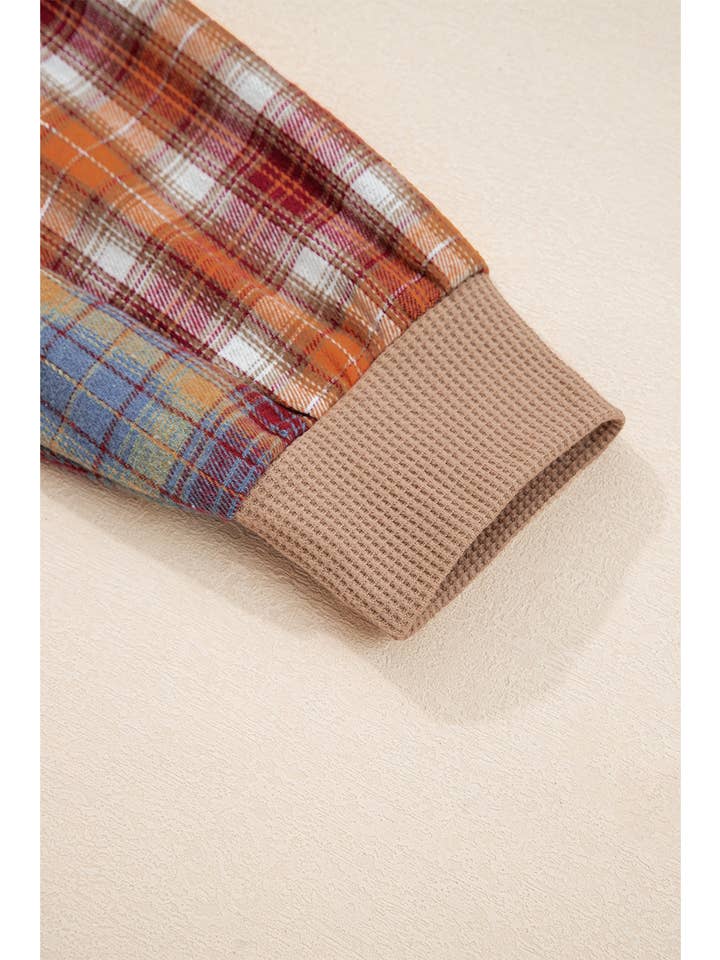 PRETTY BASH - Wholesale Knit Top - Women's - Stripe Plaid Patchwork Waffle Knit Henley Top10