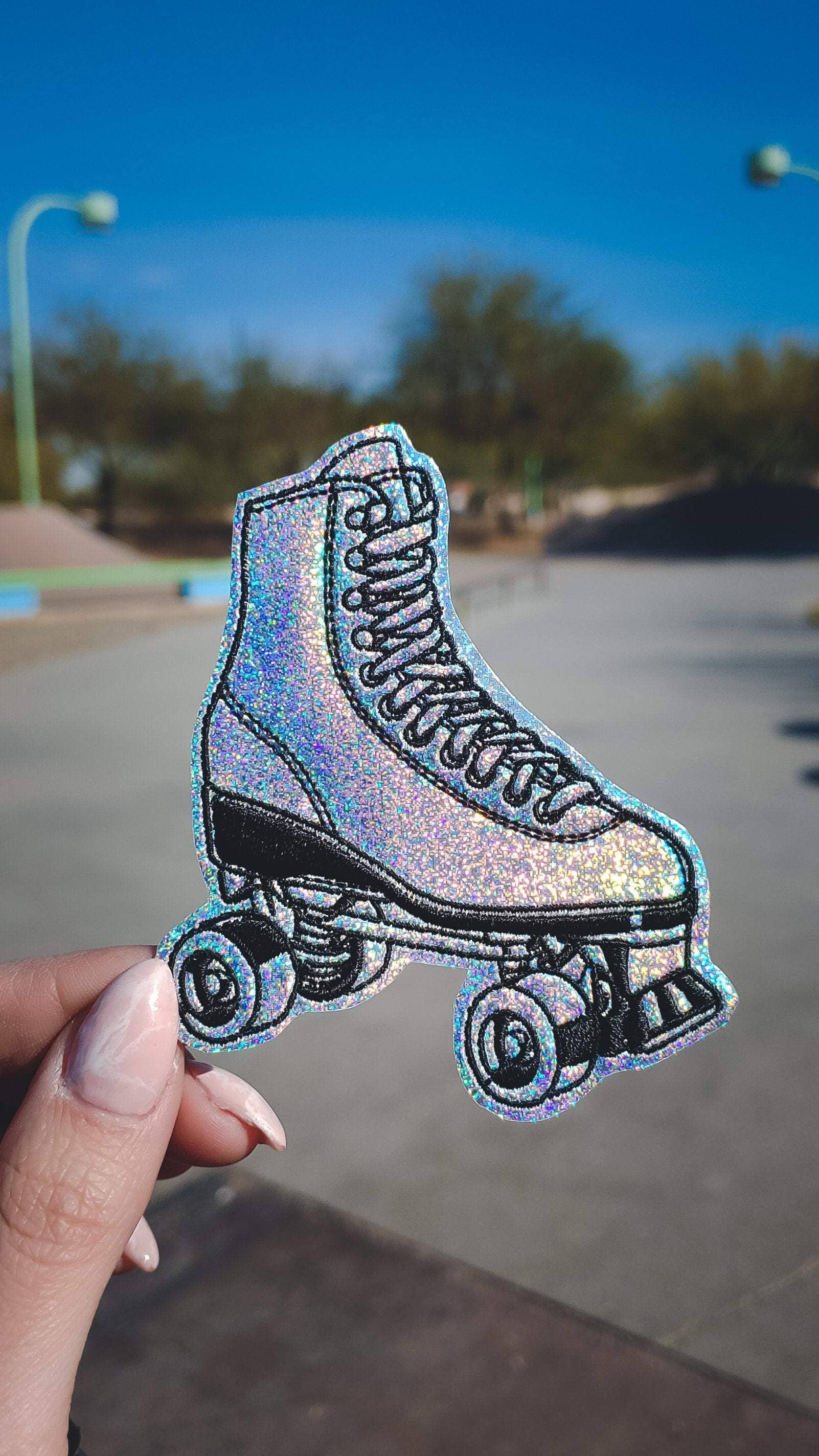 Project Pinup - Wholesale Patch - Holographic Glitter Quad Roller Skate Vinyl Patch2