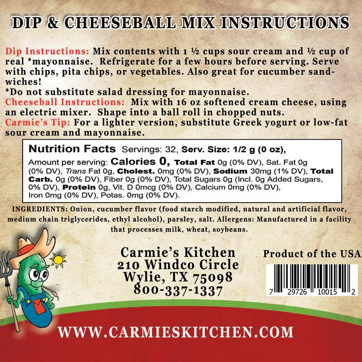 Carmie's Kitchen - Wholesale Dip - Country Cucumber Dip Mix2