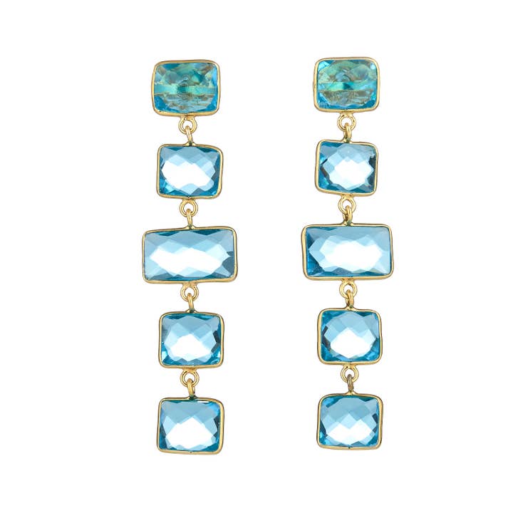 Elyssa Bass Designs - Wholesale Dangle Earrings - Blue Topaz Five Drop Earrings