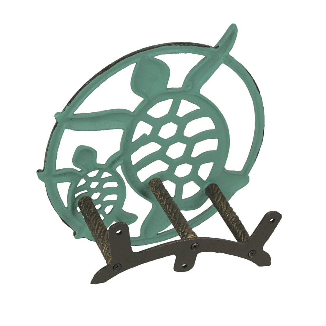 Zeckos - Wholesale Outdoor Ornament/Decor - Verdigris Bronze Finish Cast Iron Sea Turtle Hose Holder3