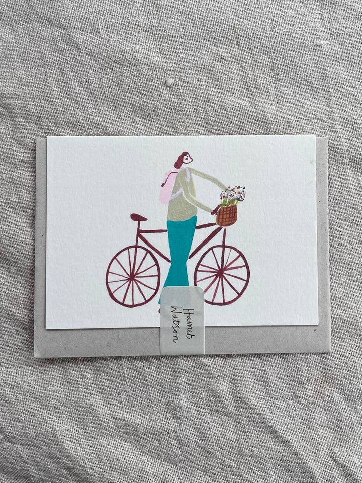 Morning Cycle mini card for wholesale by Harriet Watson