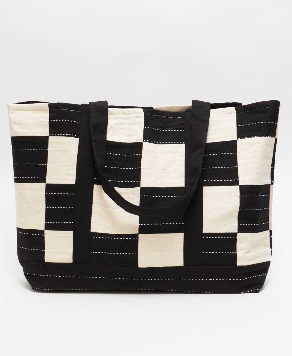 Anchal - Wholesale Tote Bag - Women's - Checkered Canvas Tote Bag0
