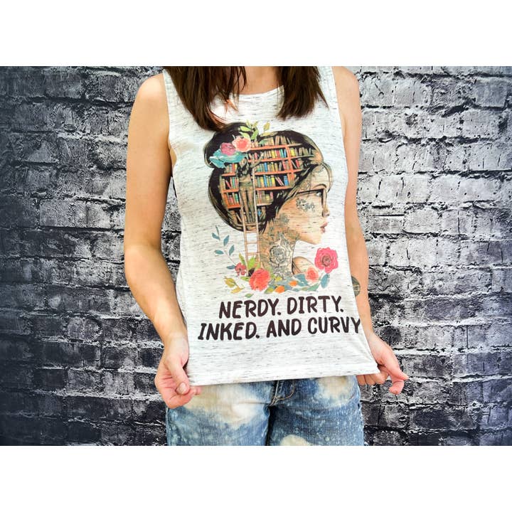 Outer Place - Wholesale Tank Top - Women's - Nerdy Dirty Inked and Curvy Sleeveless Muscle Tee