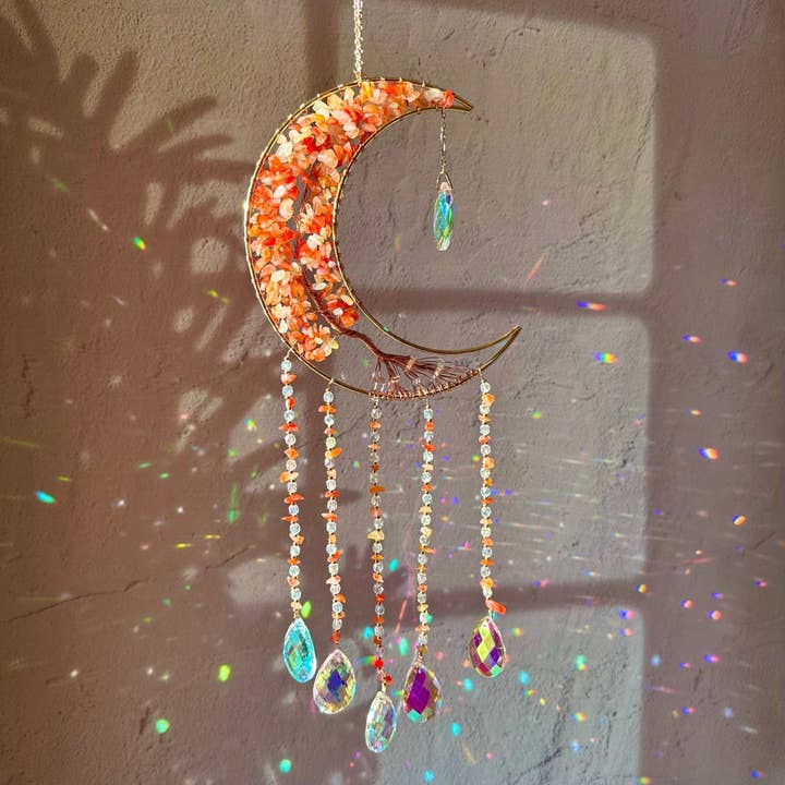 LilAryenne | Jewelry & Suncatchers (Import Fees Covered) - Wholesale Suncatcher - Moon Crystal Suncatcher - Rose Quartz, Red Agate, Amethyst2