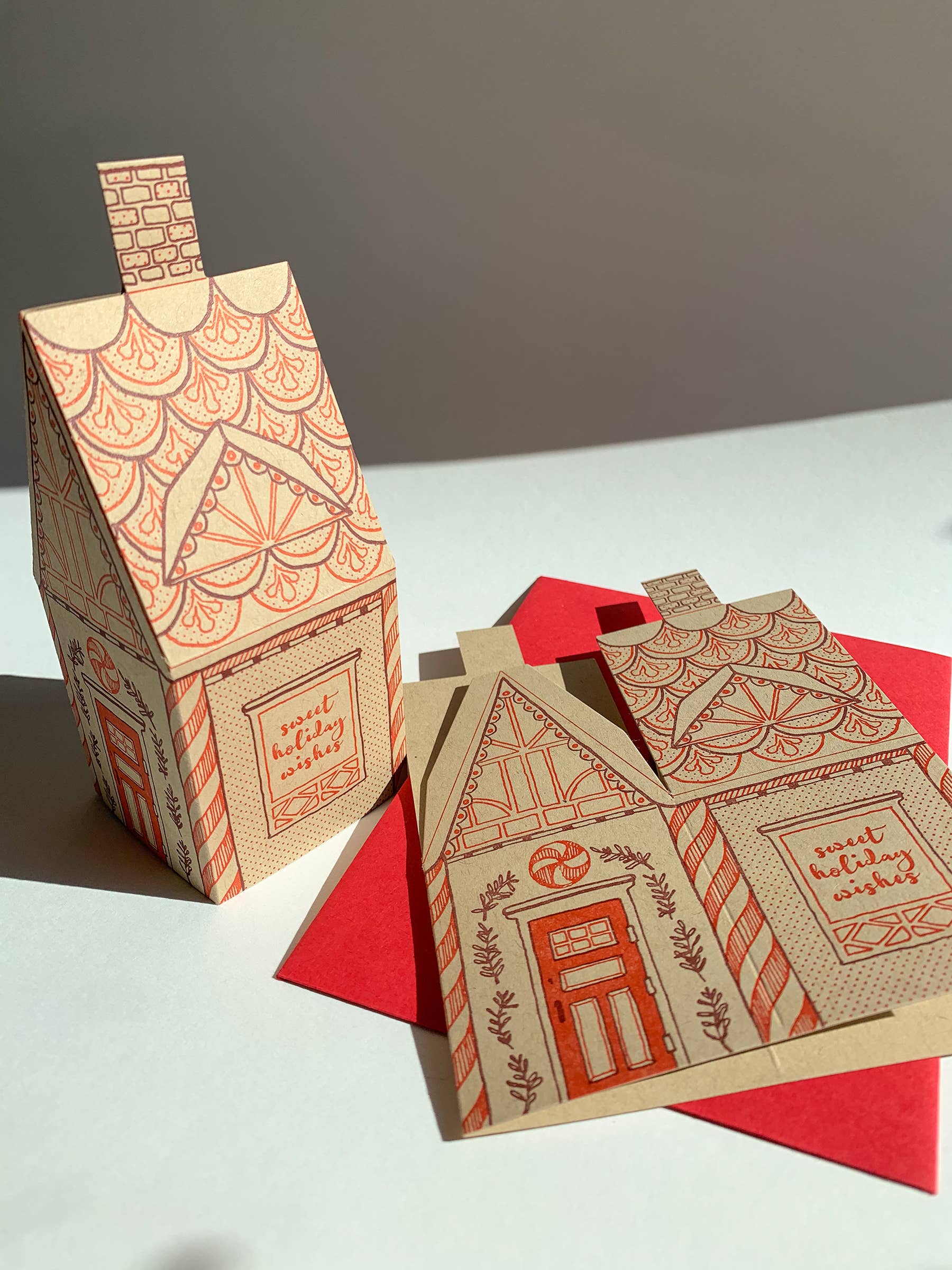 Blackbird Letterpress – wholesale Season’s Greetings card – Gingerbread house 3D card2