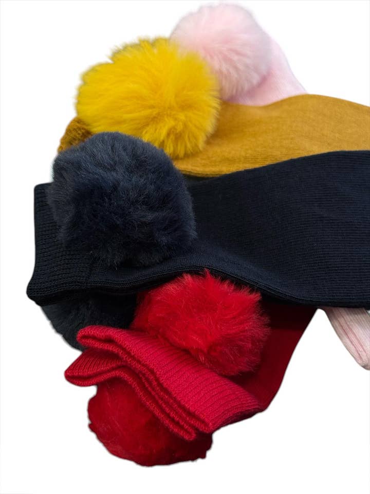 Cotton Socks - Wholesale Socks – Child & baby - HIGH SOCKS WITH FUR POM POM 50% OFF4