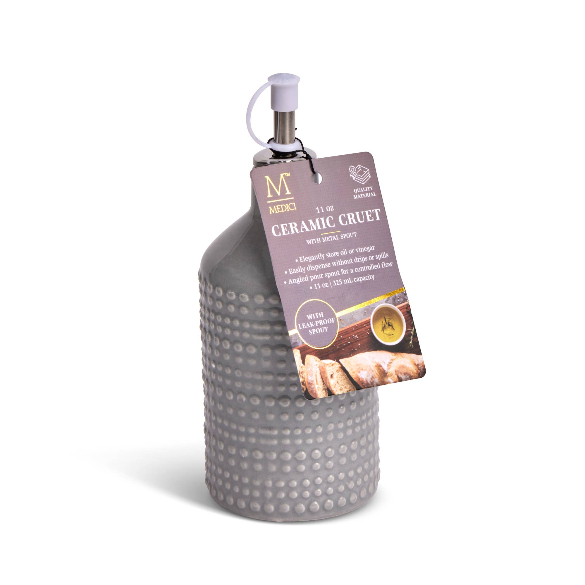 Core Home - Vente Distributeur d'huile et de vinaigre - Cruche en céramique à pois de 11 oz – Zinc1