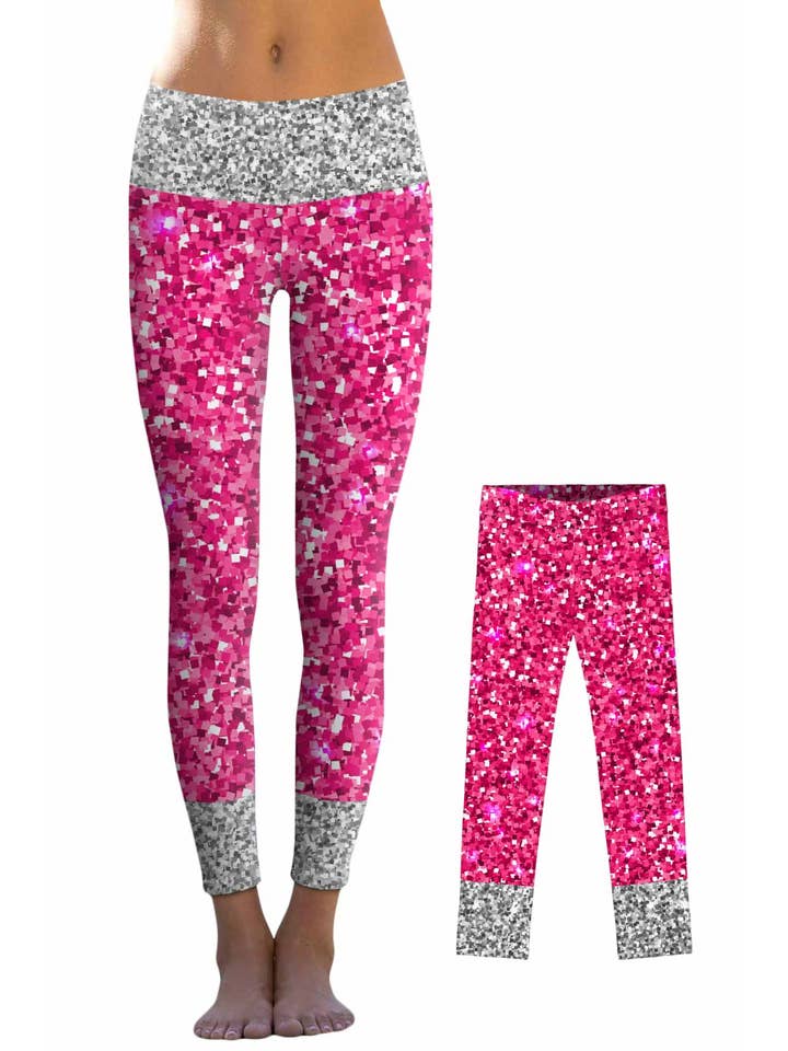 Poupée rose/glam Glam Doll Lucy Leggings Imprimé Paillettes Rose & Argent - Maman et Moi en vente sur Faire