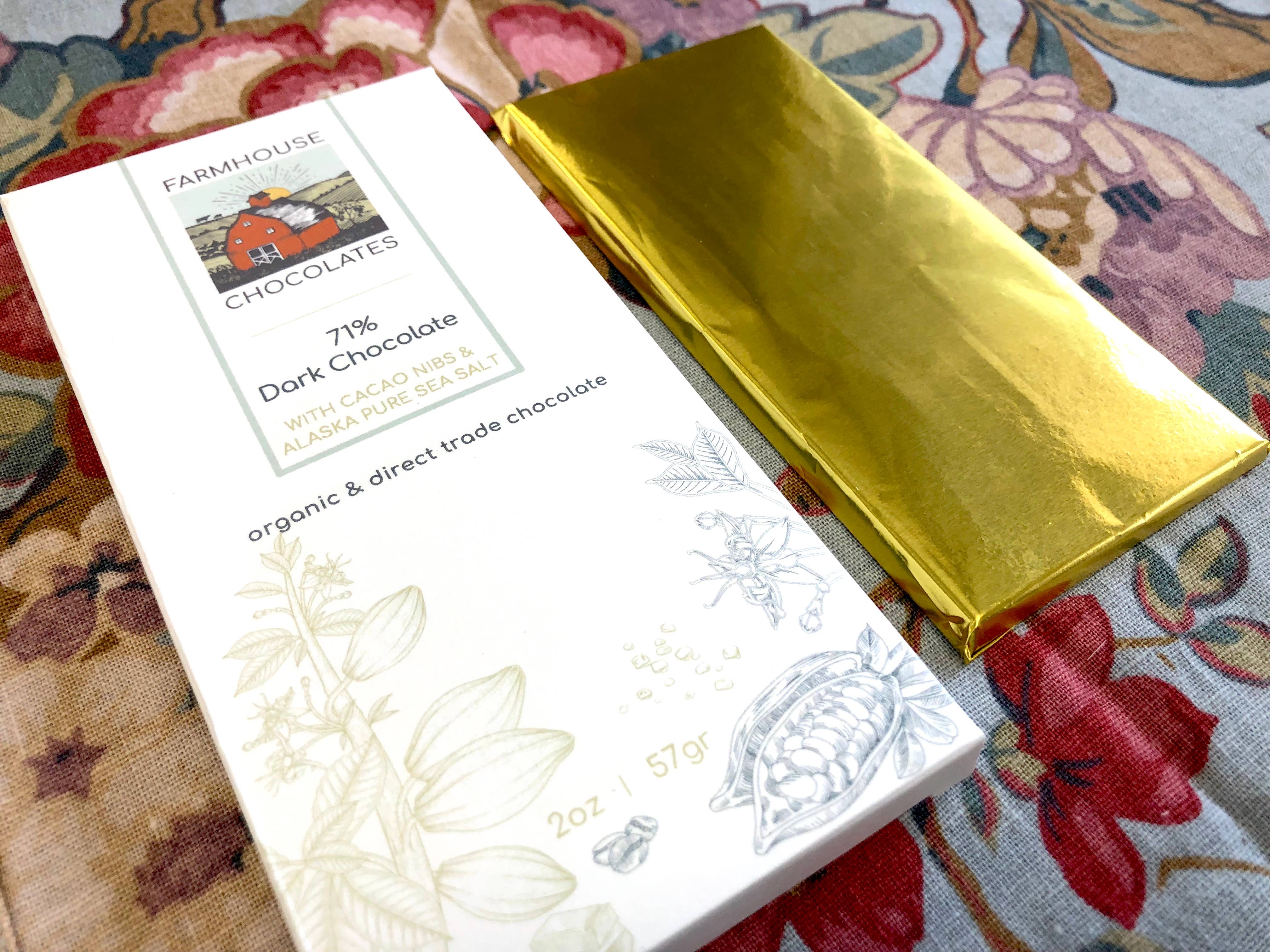 Farmhouse Chocolates - Wholesale Chocolate Bar - 71% Organic Chocolate Bar w/ Cacao Nibs & Alaskan Sea Salt6