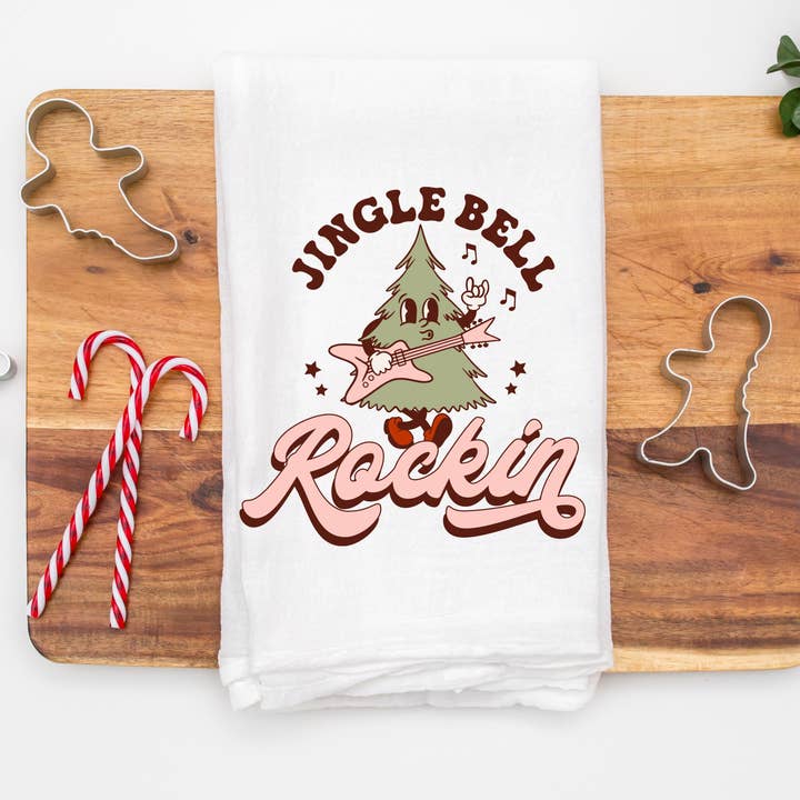 Christmas Tree Jingle Bell Rockin Kitchen Towel for wholesale by Love You a Latte Shop
