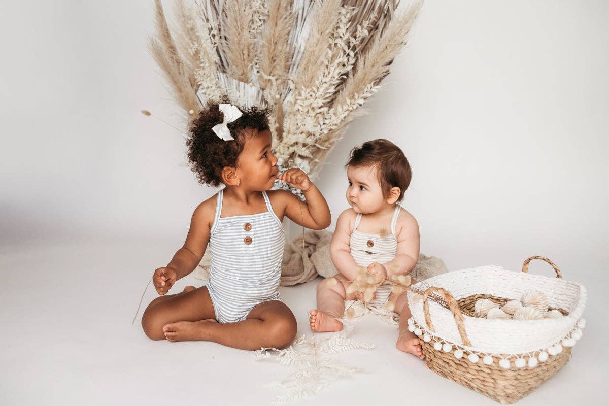 Karibou Kids – wholesale Overall - Baby – Paloma soldräkt - dammig blå rand8