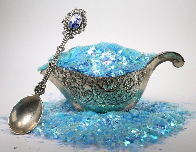 Meyer Imports – Engroshandel Håndværk forsyninger – Lyseblå - Iriserende Glas Glitter Isflager3