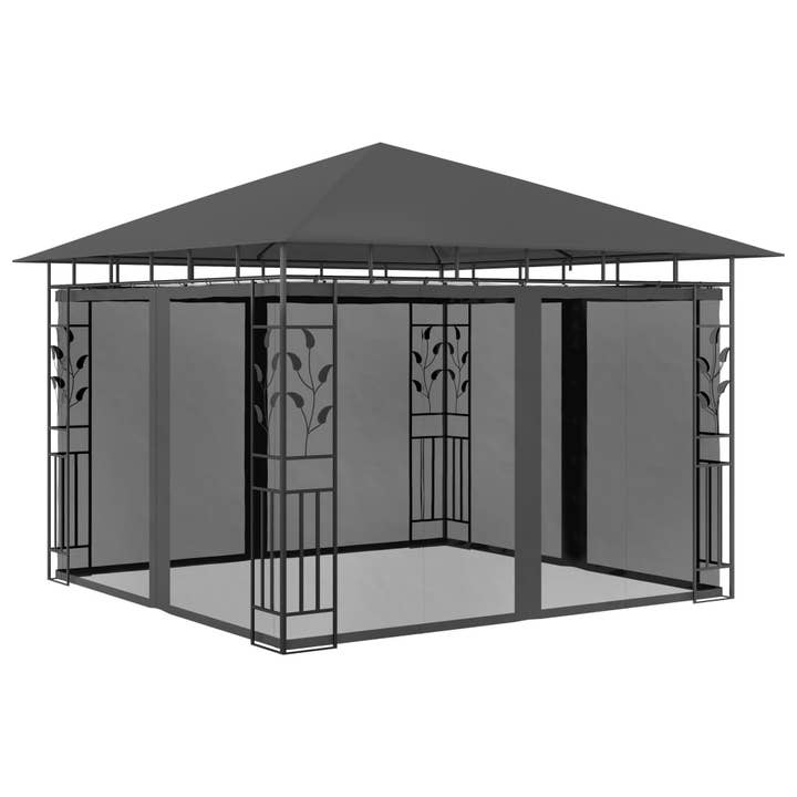 Greenwestons – wholesale Utomhusdekor – Gröns lusthus med myggnät 9,8'x9.8'x9' Antracit 0.6