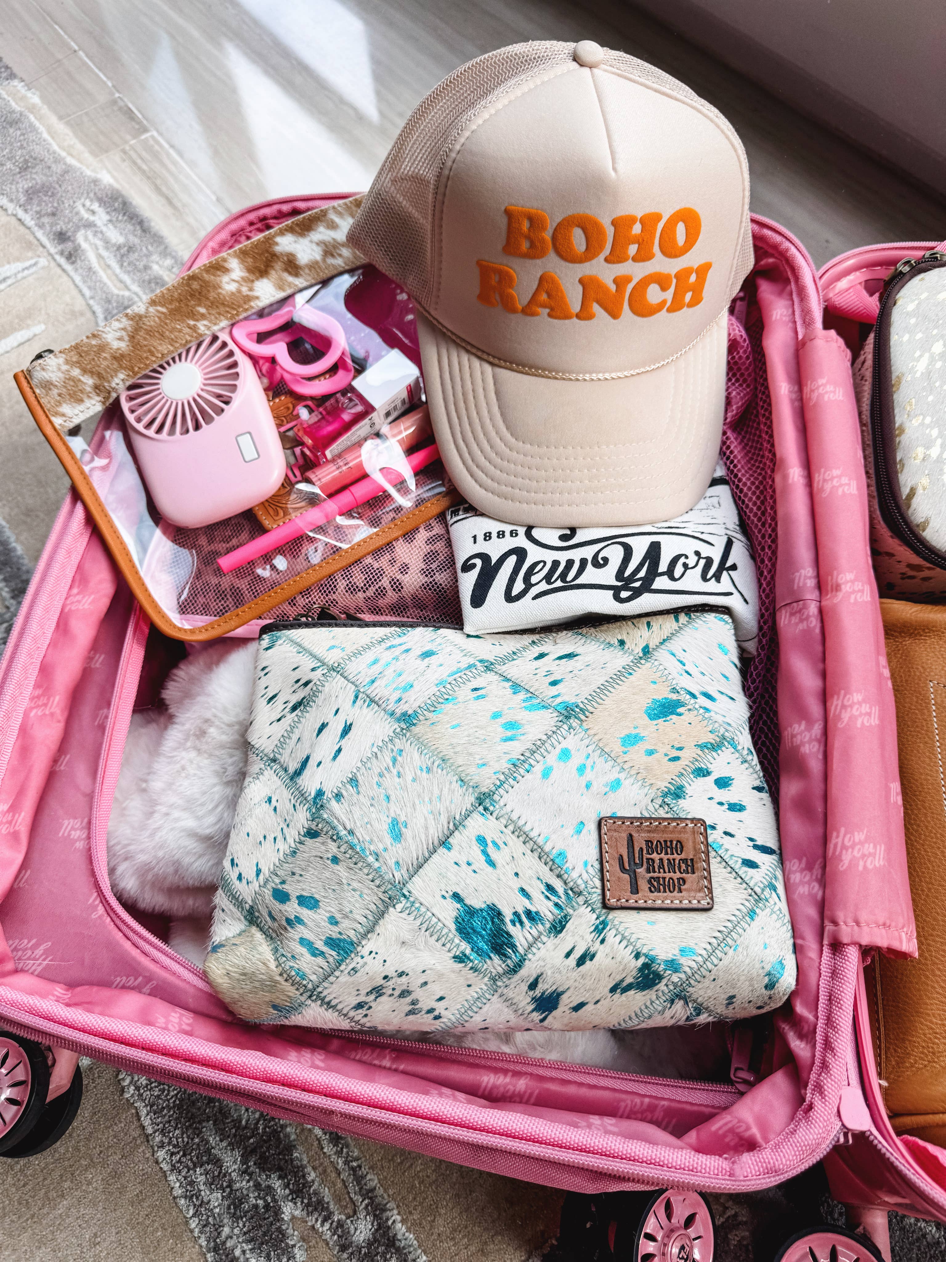 Boho Ranch Shop - Venta al por mayor Bolsa para maquillaje - Neceser de tocador transparente de piel de vacuno, organizador, de viaje2