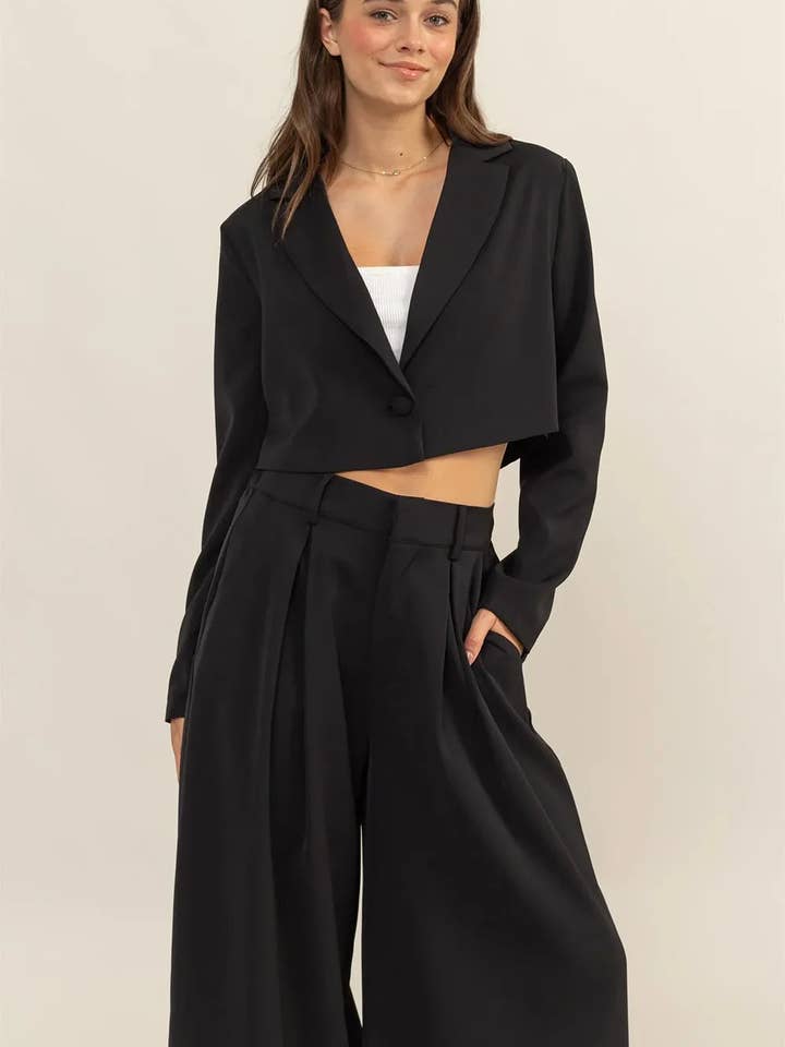 Cropped Elegant Blazer Wide Leg Pants Boutique Fashion Suit for wholesale by Tasha Apparel Wholesale