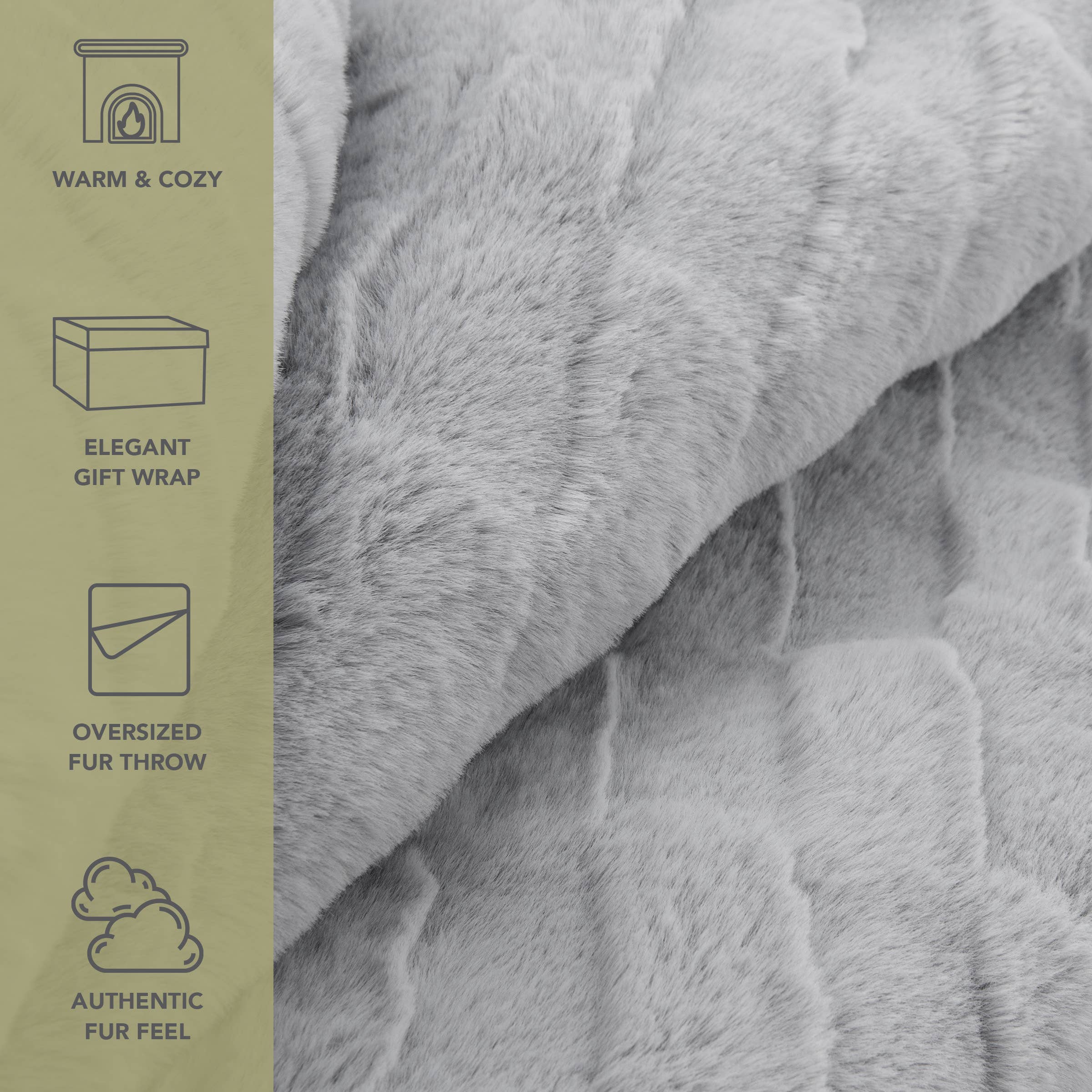Arkwright Home - Wholesale Throw Blanket - Throw Blanket, Luxe Mink Faux Fur Grey, Gift Box included 3