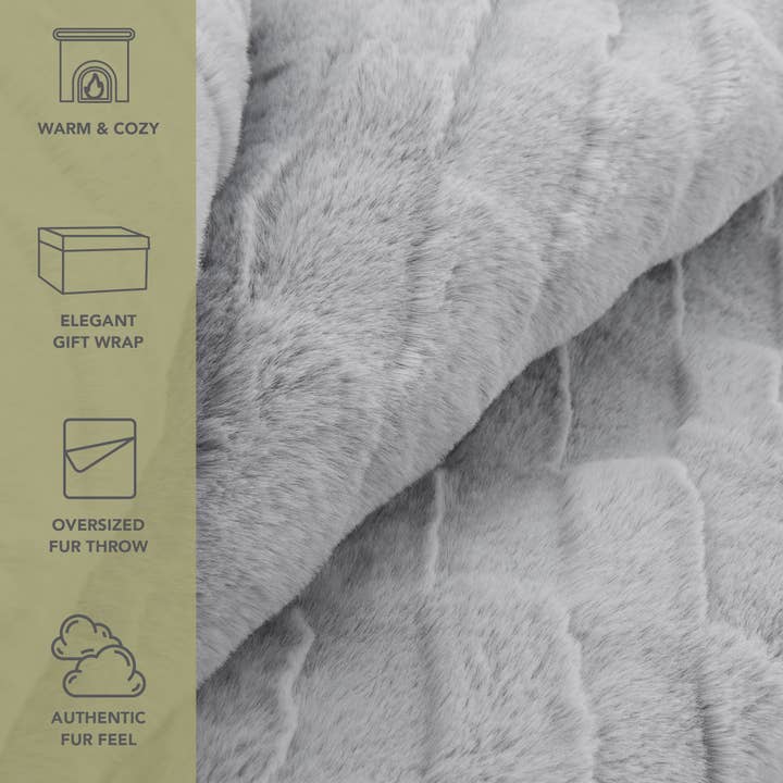 Arkwright Home - Wholesale Throw Blanket - Throw Blanket, Luxe Mink Faux Fur Grey, Gift Box included 3