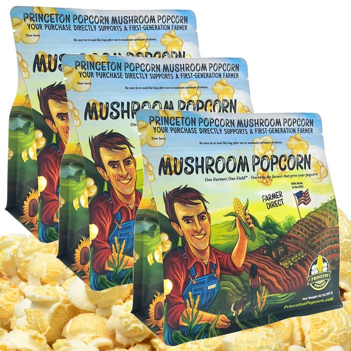 Princeton Popcorn Company, LLC - Vendita all'ingrosso Semi per popcorn - 6 libbre (confezione da 3 da 2 libbre) Chicchi di Popcorn a Fungo Princeton Popcorn Farmer Direct, Non-OGM, Senza Glutine, a Forma di Palla, Chicchi di Popcorn Extra Grandi, Olio per Popcorn da Fornello