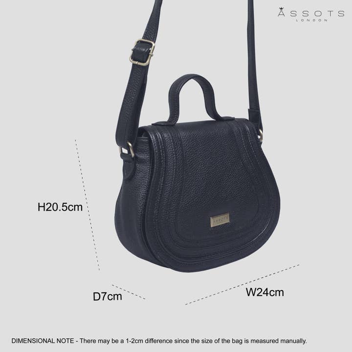 Assots London - Vente Sac à bandoulière – femme - Sac à bandoulière en cuir véritable bleu marine « CARMEL »3