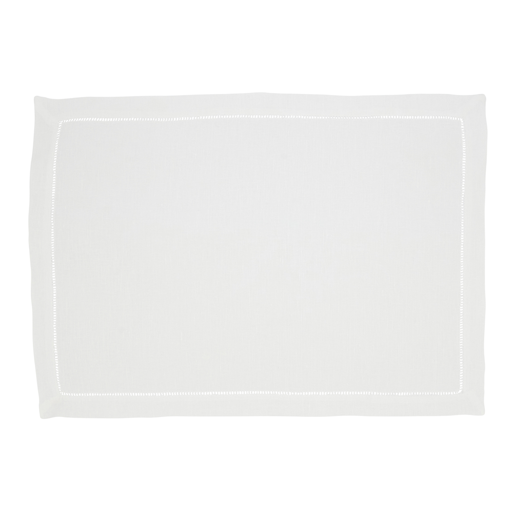 Fennco Styles – wholesale Bordstablett – Vit broderad linne-bomullsunderlägg3