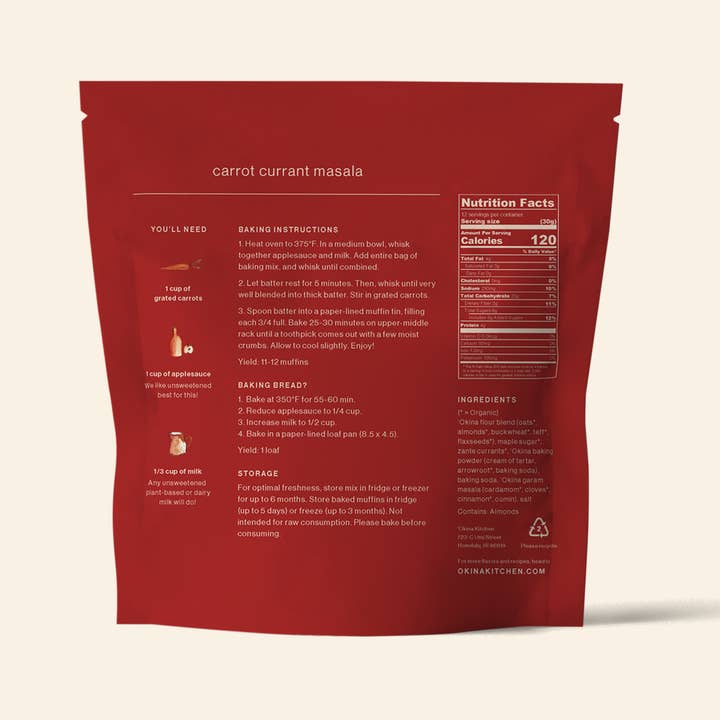 'Okina - Wholesale Bread Mix - 'Okina Carrot Currant Masala Muffin + Bread Mix (v, gf)3