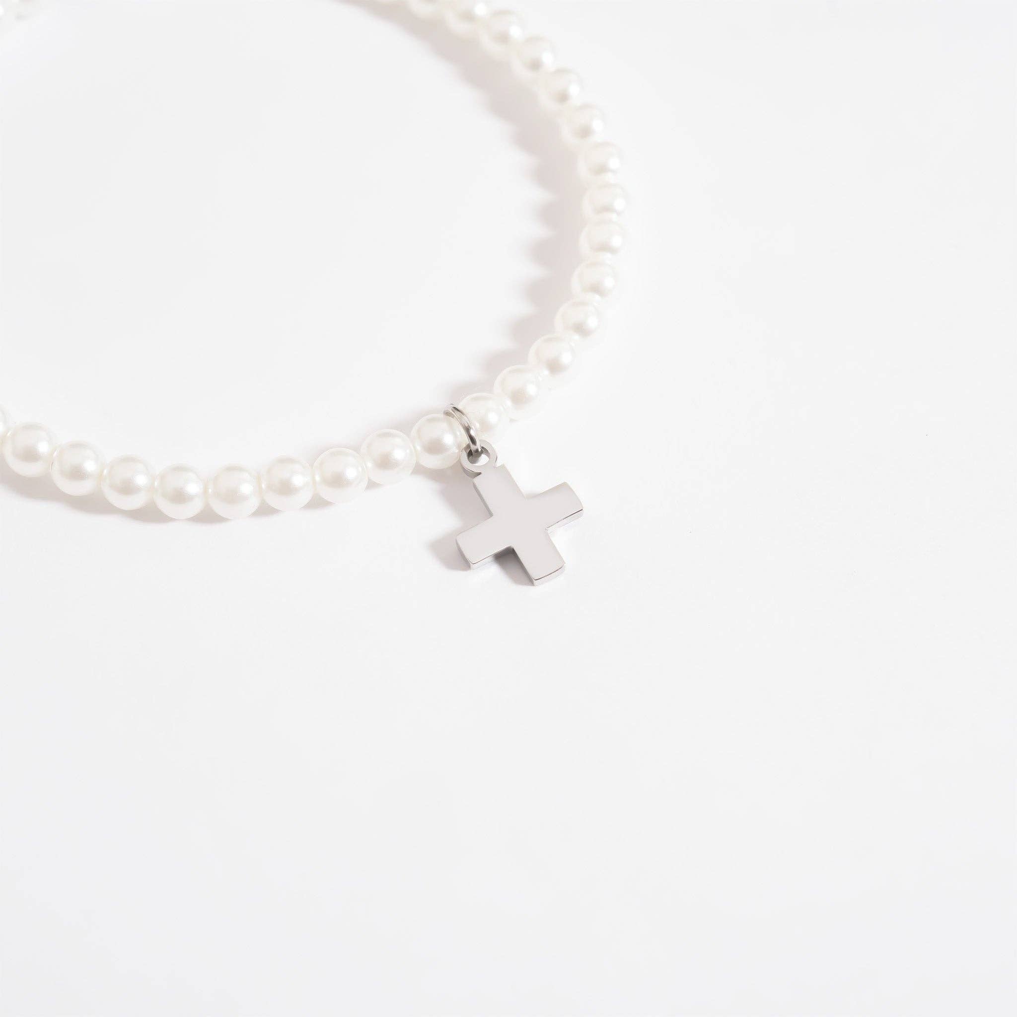 WJW – Engroshandel Perlearmbånd – 18K Guld PVD Kors Charm Perle Perlearmbånd5