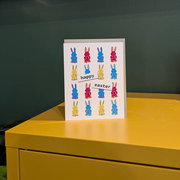 Pop-Art-Hasen Frohe Ostern Grußkarte für den Großhandel von Retro Pop Paper