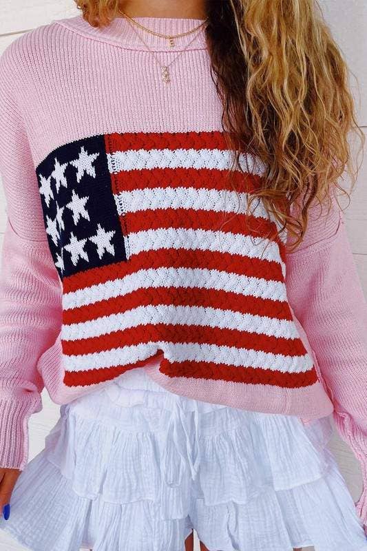 Queen Fashion - Wholesale Knit Sweater - Women's - us flag knitted sweater4