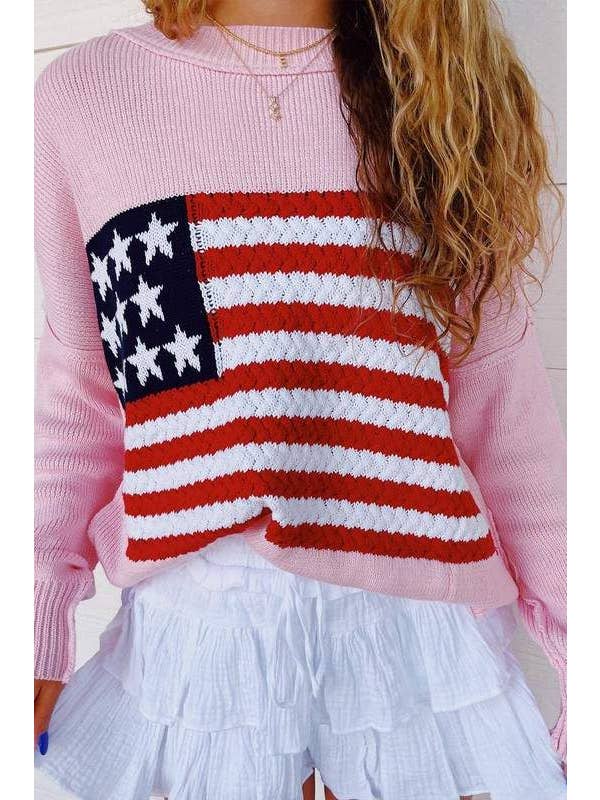 Queen Fashion - Wholesale Knit Sweater - Women's - us flag knitted sweater4