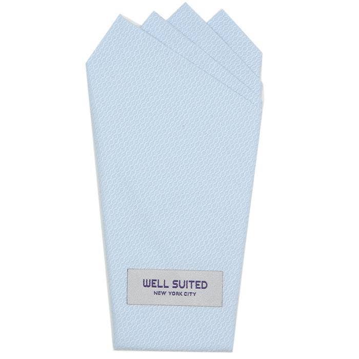 Light Blue Cotton Pique Four Point Fold Pocket Square for wholesale by Well Suited NYC