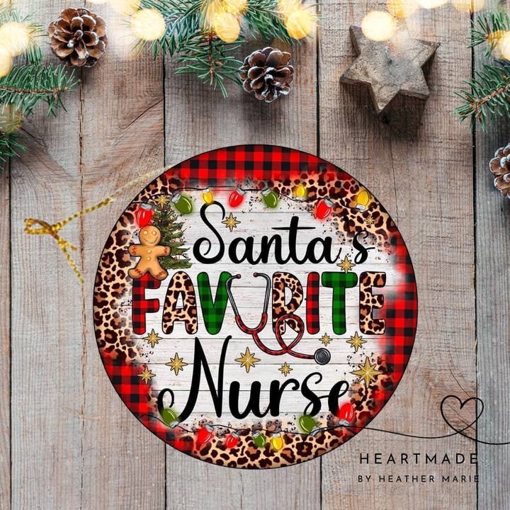 Santa’s Favorite Nurse Ornament for wholesale by Heartmade By Heather Marie, LLC