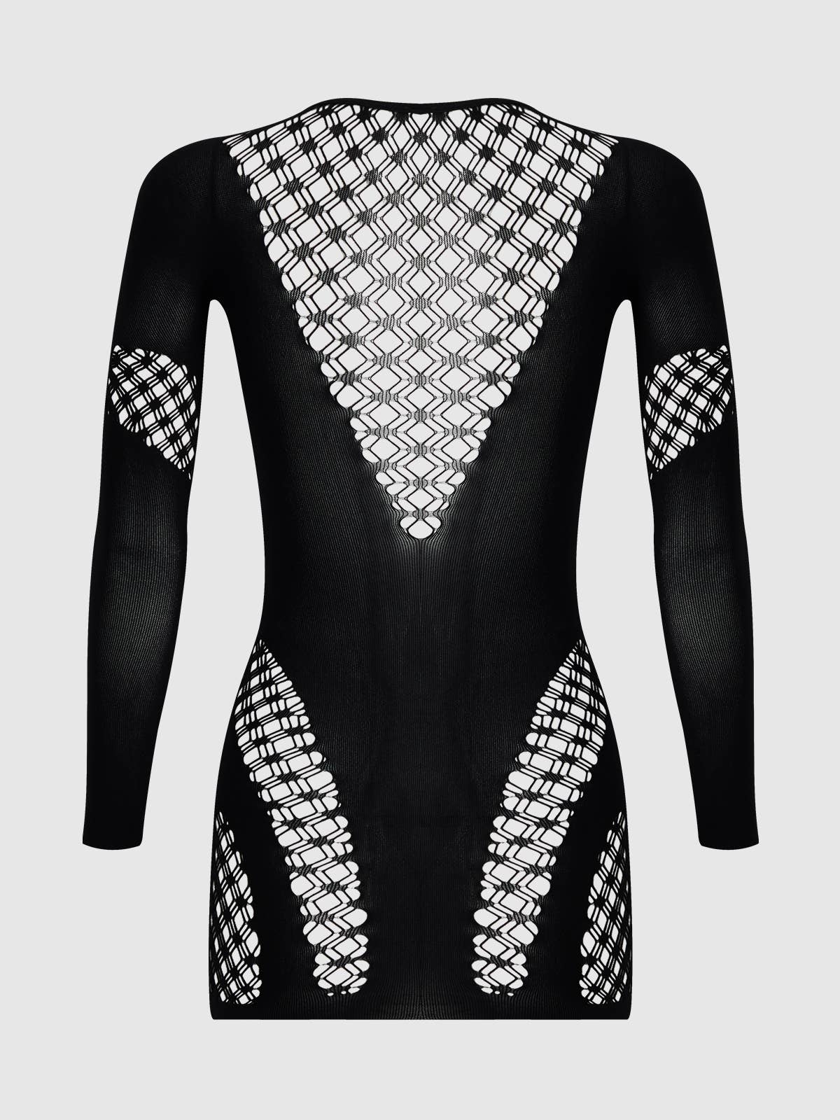 Schwarz LANGÄRMLIGES BODYSTOCKING-KLEID MIT V-AUSSCHNITT für den Großhandel auf Faire5