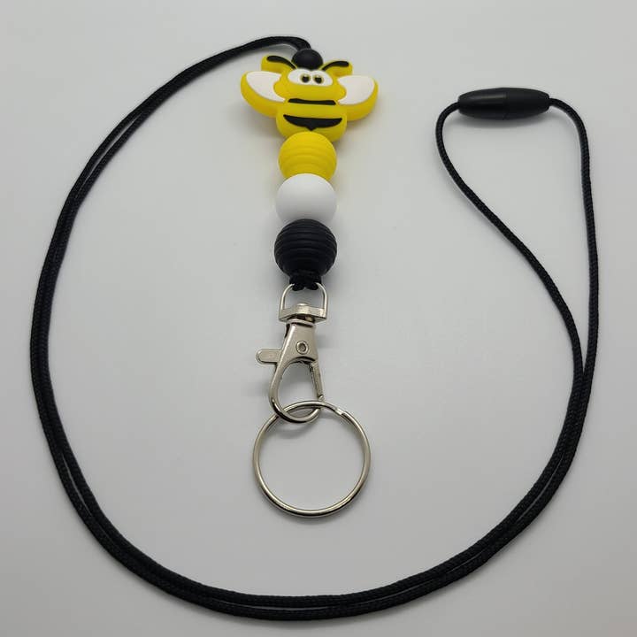 Kendra's Designs - Wholesale Lanyard - Women's - Bee Silicone Beaded Lanyard | Teacher Lanyard