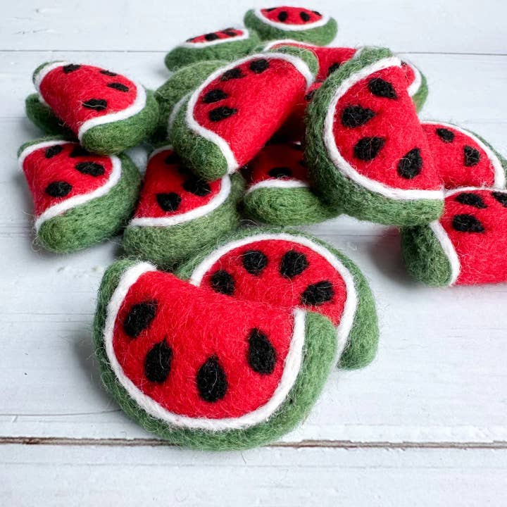 Sewing Seeds Play - Wholesale Decorative Tabletop Object - One Felt Red Watermelon Slice