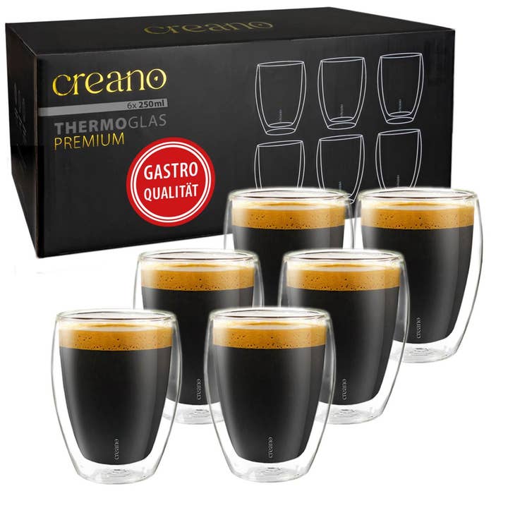 Creano double-walled glasses in gastro quality, set of 6, 250ml for wholesale by Creano