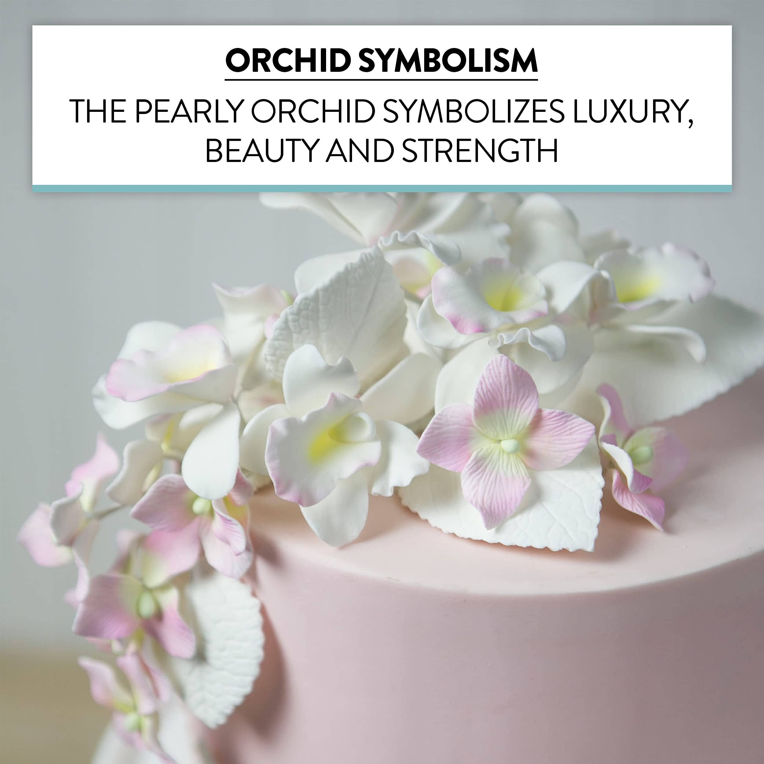 Global Sugar Art – wholesale Cake/cupcake topper – Orchid Sugar Cake Flowers, Pearly Orchids, by Global Sugar Art, Small, White, 6 Count1