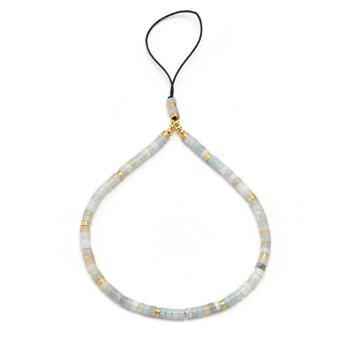 Pulseira para celular com pedras de amazonita por atacado de SIXTY STONES