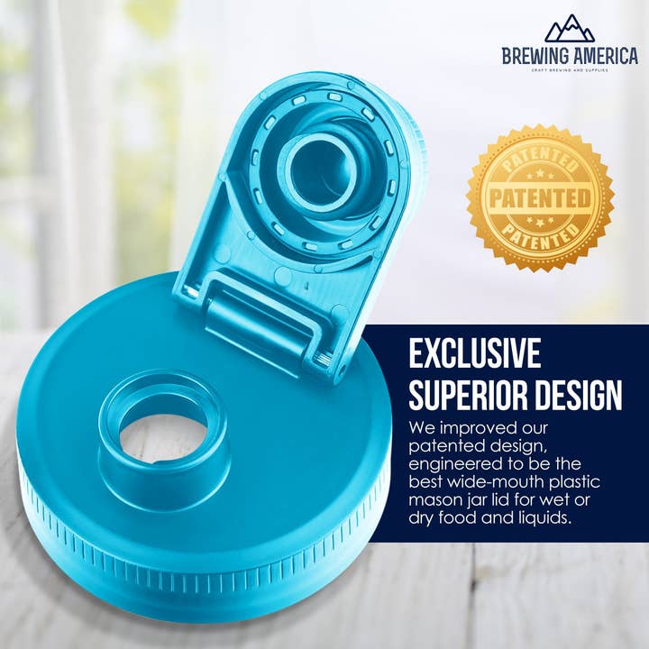 Brewing America - Wholesale Drink Lids - Mason Jar Lids Wide Mouth Plastic 4 Pack Leak Proof with Flip Cap Pouring Spout & Drink Hole - Spring Color Mix